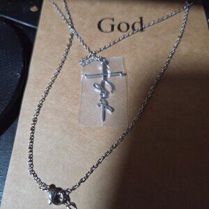 God Logo cross necklace